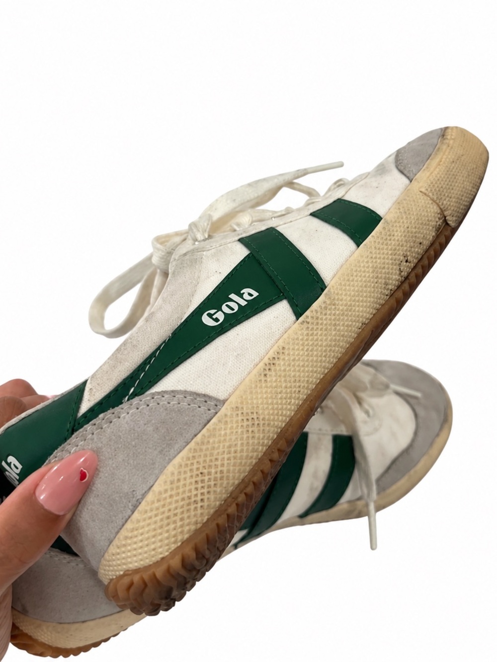Gola White & Green Stripe Low-Top Sneakers